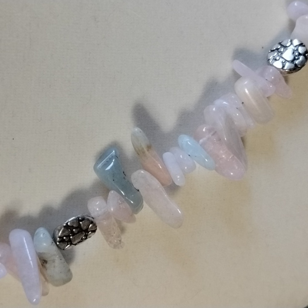 🩷Hand Crafted Beryl Multi-Color Pastel Stone Necklace(Morganite, Aquamarine🩷 - Picture 3 of 7